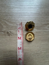 Load image into Gallery viewer, Vintage Gold Hexagon Stud Earrings with Black Center