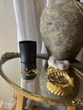 Load image into Gallery viewer, Vintage Gold Metal Oval Mirror Vanity Tray Floral Trim Detail