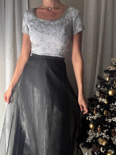 Load image into Gallery viewer, Vintage Silver Beaded Short Sleeve Crop Top