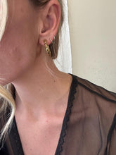 Load image into Gallery viewer, Vintage 80s 90s Gold Lace Hoop Earrings
