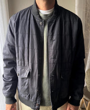 Load image into Gallery viewer, Vintage Quilted Dark Navy Blue Mens Bomber Cotton Jacket Cargo Pockets Button Front