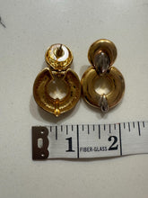 Load image into Gallery viewer, Vintage Two Toned Silver Gold Large Door Knocker Statement Earrings