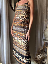 Load image into Gallery viewer, Vintage Spaghetti Strap Animal Abstract Floral Print Long Maxi Dress Made in USA