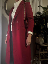 Load image into Gallery viewer, Vintage Red Wool Long Coat Double Breasted Made in USA
