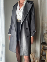 Load image into Gallery viewer, Vintage Oversized Wool Coat: Dark Gray Notched Collar, Size M-XL