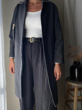 Load image into Gallery viewer, Vintage Oversized Wool Coat: Dark Grey Long Collared Esprit XL