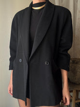 Load image into Gallery viewer, Classic Vintage Black Wool Collared Coat Cuffed Sleeves