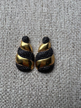 Load image into Gallery viewer, Vintage Gold Rhinestone Swirl Statement Earrings: 90s Bold Style