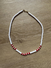 Load image into Gallery viewer, Vintage White and Red Beaded Necklace