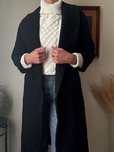 Load image into Gallery viewer, Vintage Black Wool Long Black Coat Structured Shoulders
