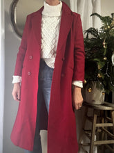 Load image into Gallery viewer, Vintage Red Wool Long Coat Double Breasted Made in USA