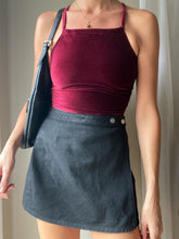 Load image into Gallery viewer, Vintage Upcycled Burgundy Maroon Velvet Square Neck Halter Tie Top Handmade