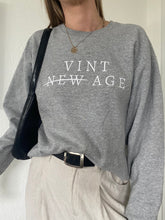Load image into Gallery viewer, Upcycled Heather Grey Sweatshirt: Vintage Embroidered Logo, Made in USA