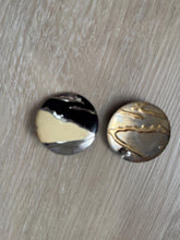 Load image into Gallery viewer, Vintage 80s 90s Large Circle Cream Black Silver Abstract Enamel Statement Earrings