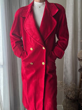 Load image into Gallery viewer, Vintage Pure Wool Bright Red Long Wool Coat Made in USA