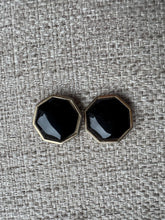 Load image into Gallery viewer, Vintage Gold Black Enamel Hexagon Stud Earrings