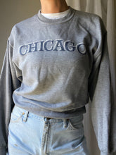 Load image into Gallery viewer, Vintage Grey Sweatshirt with Blue White Chicago Graphic