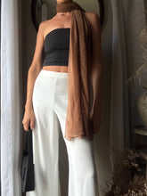 Load image into Gallery viewer, Vintage Semi Chocolate Brown Scarf Wrap Skirt with Subtle Rhinestone Crystals NWT