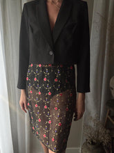Load image into Gallery viewer, Beautiful Silk Vintage Upcycled Black Semi Sheer Floral Maxi Skirt | Made in USA