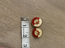 Load image into Gallery viewer, Vintage 80s 90s Nautical Red Cream Gold Ship Wheel Circle Statement Earrings