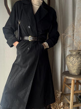 Load image into Gallery viewer, Vintage Timeless Oversized Double Breasted Black Trench Coat with Removable Liner