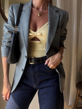 Load image into Gallery viewer, Vintage Halston Oversized Light Grey Wool Blazer Structured Shoulders