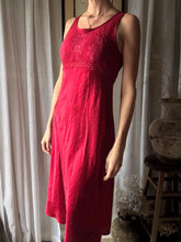 Load image into Gallery viewer, Vintage Oscar de la Renta Red Satin Slip Dress Lace Detail