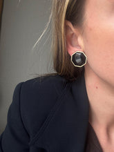 Load image into Gallery viewer, Vintage Gold Black Enamel Hexagon Stud Earrings