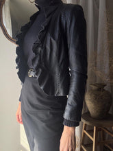 Load image into Gallery viewer, Vintage 90s 2000s Black Soft Ruffle Leather Jacket