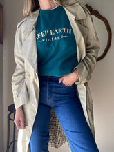 Load image into Gallery viewer, Upcycled Vintage Oversized Teal Long Sleeve Raglan Sweatshirt Beige Keep Earth Vintage Logo