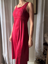 Load image into Gallery viewer, Vintage Oscar de la Renta Red Satin Slip Dress Lace Detail