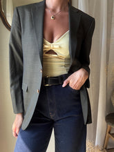 Load image into Gallery viewer, Vintage Dark Olive Brown Wool Blazer Structured Shoulders