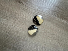 Load image into Gallery viewer, Vintage 80s 90s Large Circle Cream Black Silver Abstract Enamel Statement Earrings