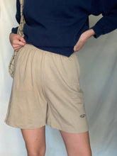 Load image into Gallery viewer, Vintage Cotton Khaki Sweat Shorts with Navy Blue Keep Earth Vintage Embroidered Logo