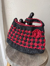 Load image into Gallery viewer, Vintage Black Red Checkered Woven Shoulder Bag Purse