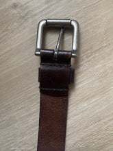 Load image into Gallery viewer, Vintage Wrangler Dark Brown Leather Belt: Silver Buckle, Grommet Detail