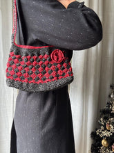 Load image into Gallery viewer, Vintage Black Red Checkered Woven Shoulder Bag Purse