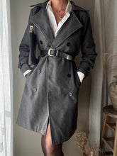 Load image into Gallery viewer, Vintage Oversized Wool Coat: Dark Gray Notched Collar, Size M-XL