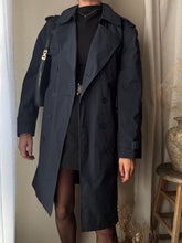 Load image into Gallery viewer, Vintage Oversized Navy Blue Double Breasted Trench Coat