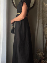 Load image into Gallery viewer, Vintage Black Empire Waist Short Sleeve Long Dress Made in USA