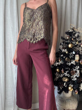 Load image into Gallery viewer, Vintage Burgundy Merlot Wide Leg Trousers 30" Inseam