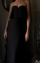 Load image into Gallery viewer, Vintage Black Chiffon Strapless Evening Gown with Train