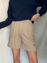 Load image into Gallery viewer, Vintage Cotton Khaki Sweat Shorts with Navy Blue Keep Earth Vintage Embroidered Logo