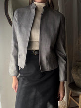 Load image into Gallery viewer, Vintage Black and White Mini Plaid Wool Blend Cropped Lady Jacket