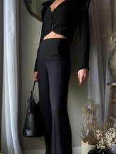 Load image into Gallery viewer, Vintage Deadstock Classic Black Wide Leg Trousers 34.5" Inseam
