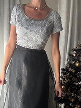Load image into Gallery viewer, Vintage Silver Beaded Short Sleeve Crop Top
