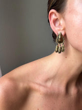 Load image into Gallery viewer, Vintage 90s Hammered Bronzed Drop Statement Earrings