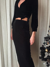 Load image into Gallery viewer, Vintage Black Velvet Long Maxi Skirt Made in USA