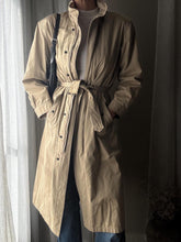 Load image into Gallery viewer, Vintage Beige Cotton Trench Coat High Neck with Hideable Hood and Removable Wool Liner