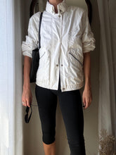 Load image into Gallery viewer, Vintage London Fog White Windbreaker Parka: High Neck, Concealable Hood